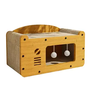 Multi-Functional Vertical Cat Scratching Post & Cozy Cat House Durable Non-Shedding Ideal for Play and Scratch with Cozy Rest Area