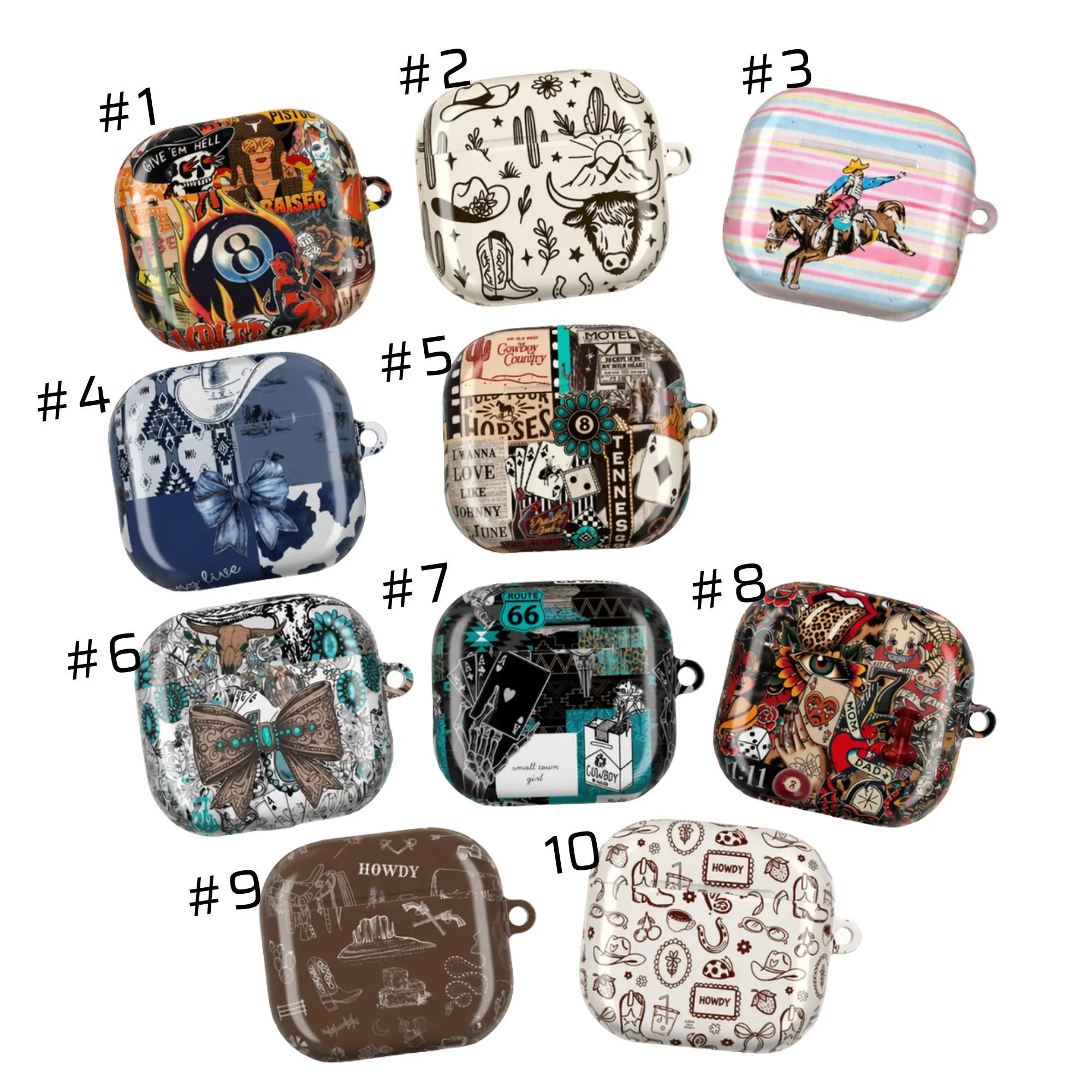 Western AirPods Case Cowgirl Boots Earbud Cover Texas Longhorn Bull Desert Cactus Aesthetic Gift For Her AirPods Protective Hard Shell