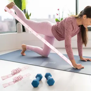Full-Body Workout Exercise Bands, with 8 Adjustable Loops, Achilles Tendon Resistance Band, Fabric Band, Multi-functional, for Pilates, Yoga, Home Gym, Booty, Leg, Butt, Glute, Stretch, homeworkdout, Stretching Strap for Physical Therapy, Fitness Band