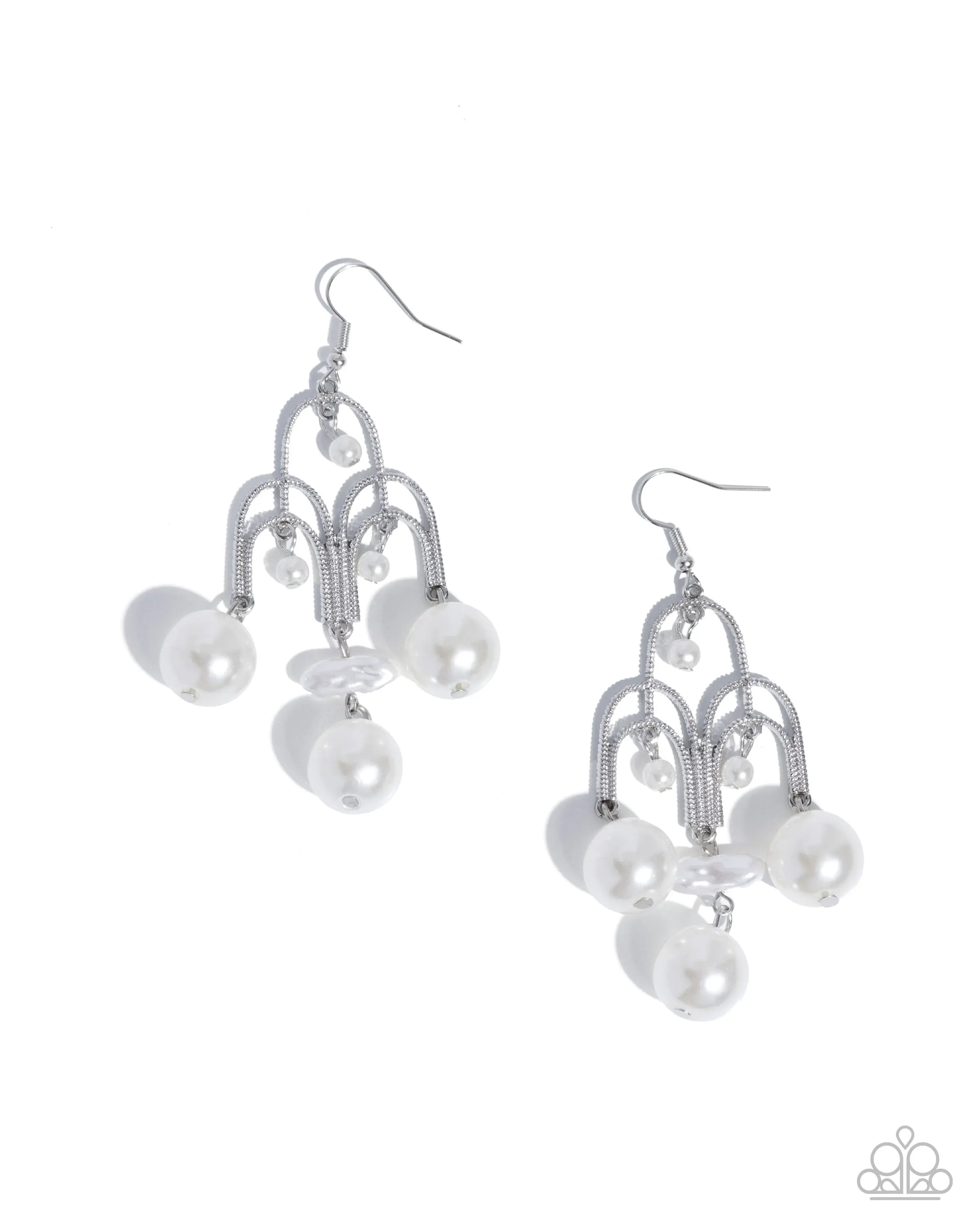 Patient Pearls - White Silver Earrings - Paparazzi