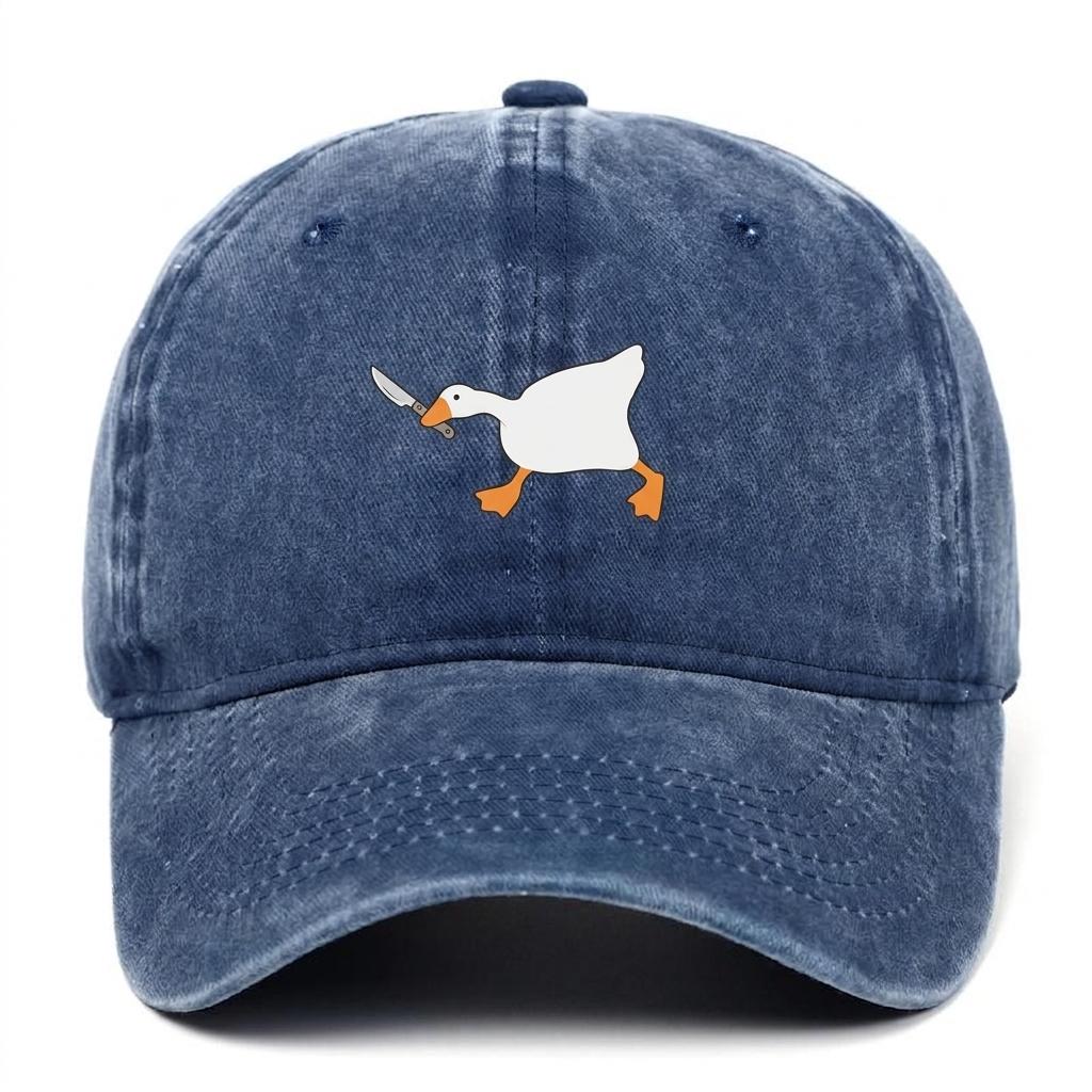Embroidered baseball cap with goose pattern for men and women, casual and fashionable city style duckbill cap