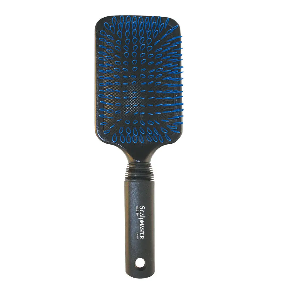 Scalpmaster Cushion Paddle Detangling Hair Brush - 11 Row Nylon Loops, Wig Friendly, Tangle-Free, Safe for Hair Pieces & Extensions, Gentle Haircare & Styling Tool, Easy Gliding