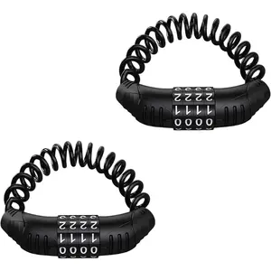 2PCS Retractable Anti-Theft Motorcycle Helmet Cable Lock with 4-Digital Combination Password Security Lock for Helmets Luggage Backpacks Strollers