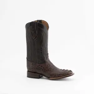 Men's Ferrini Dakota Caiman Hornback Boots Handcrafted Chocolate