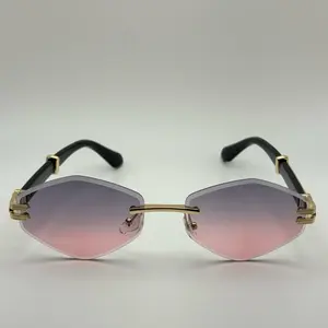 Rimless Geometric Sunglasses for Women & Men – Luxury Fashion Shades, Y2K Retro Style, Gold Frame, UV400 Protection, Trendy Unisex Eyewear