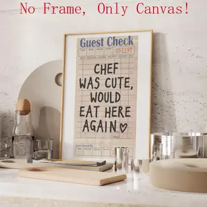 Unframe - Kitchen Art Prints And Posters Aesthetic Wall Decor Gift Ideas Chef Was Cute Would Eat Here Again for Apartment & Dining Room (Cozy Kitchen Essentials)