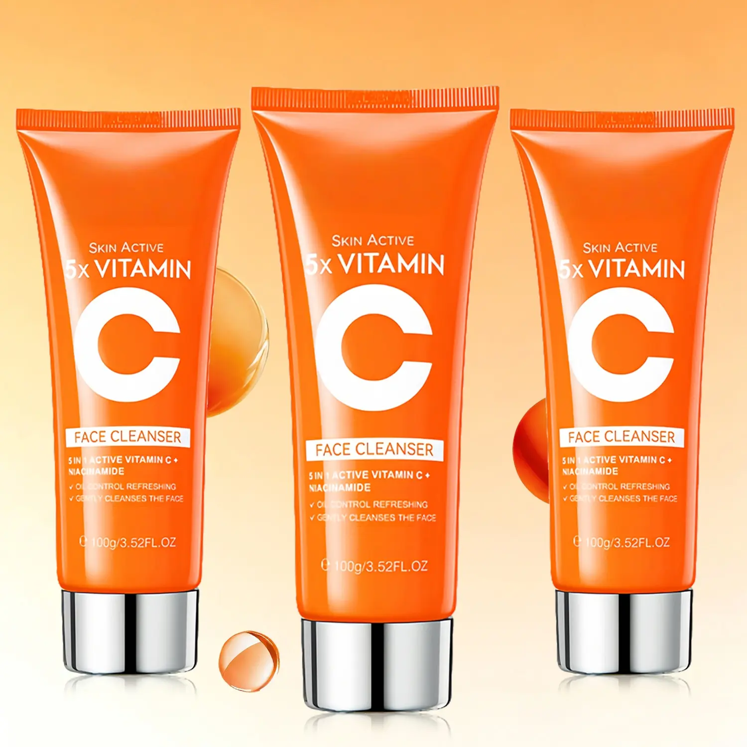 5X Vitamin C Foam Facial Cleanser - Mild Daily Cleansing Wash with Moisturizer Formula to Hydrate for Fresh and Clean Skin Care, Face, Daily Use, Regular Edition