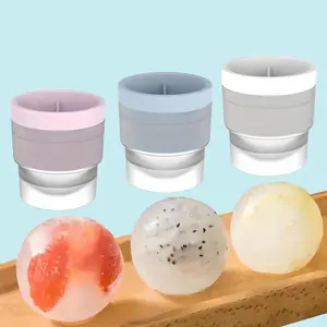 6PCS Stackable Circular Ice Hockey Mold, Whiskey Ice Mold, Round Ice Cube Molds, Large Ice Balls Maker with Lid, Easy-release Ice Ball Maker Molds for Cocktails, Drink, Tea, Coffee, Whiskey