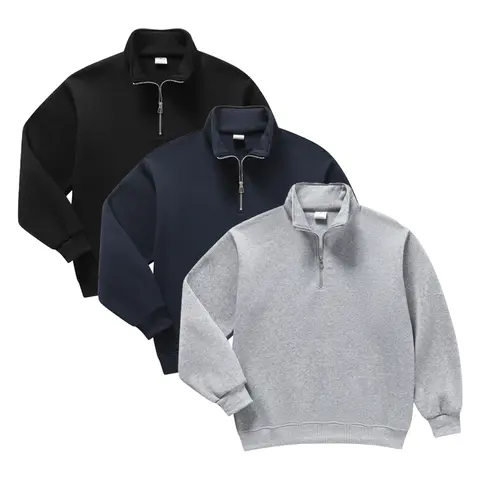 ColorArea Men's Minimalist Half Zip Long Sleeve Hoodie, Drop Shoulder Regular Fit, Stylish Basic Menswear Long Sleeve Tops, Casual Streetwear Clothing for Autumn Winter Everyday Wear