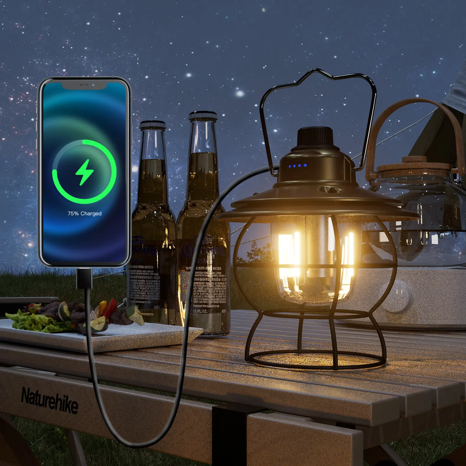 LED Camping Lantern Rechargeable Dimmable, Portable Vintage Outdoor Lantern 2700-6500K Waterproof, Hanging Retro Lamp Indoor Outdoor for Garden, Hiking, Emergency