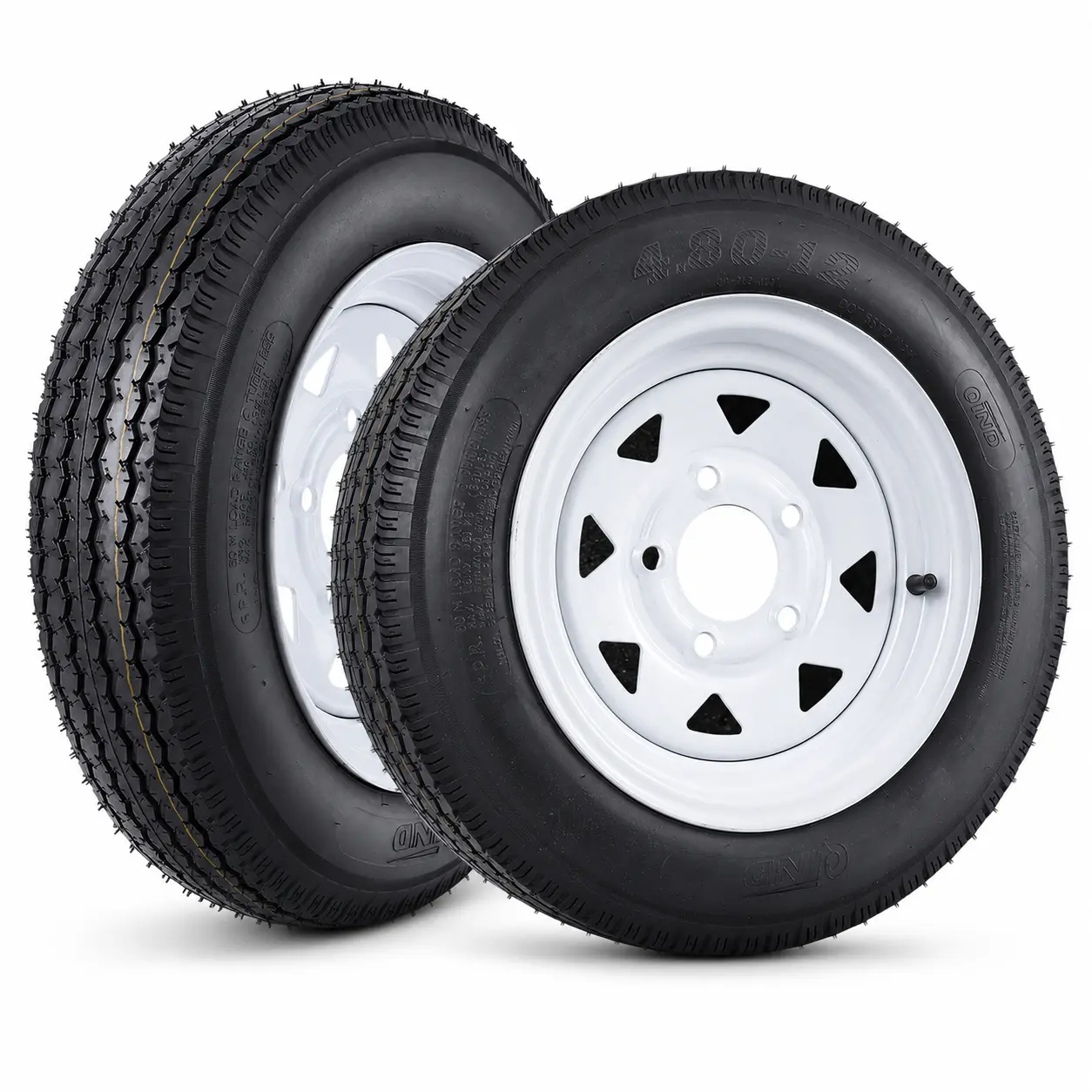 Garvee Trailer Tire & Wheel Combo 2-Pack, 4.80-12 Options, 12x4 White Rims, 5 on 4.5" Bolt Pattern, Load Range C 6PR, Speed Rating M, Up to 1050 lb per Tire, Replacement Trailer Tire Assemblies for Utility, Boat & Cargo Trailers