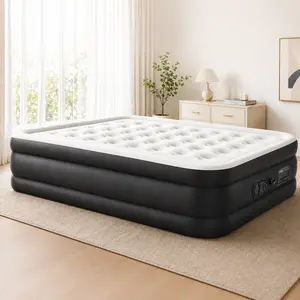 "Full Air Mattress with Built-In Pump – 18” Inflatable Airbed for Guests, Quick 3-Min Self-Inflating, Portable Blow Up Bed with Carry Bag – Type-0 Technology Air Coil, Full Size Sleep Comfort"