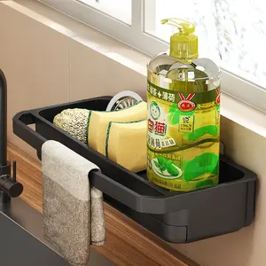 Kitchen Accessories PP Sink Drain Rack With Removable Draining Tray, No Drill,Multifunctional Storage Rack for Home, Storage Organizer,Household Essentials,  Sponge Drain Holder, Summer