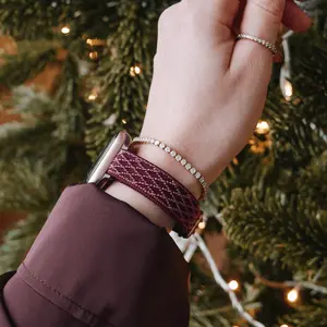 Premium Stretchy Woven Nylon Loop Band for Apple Watch, Adjustable Metal Buckle, Breathable, Lightweight, Fits All Apple Watch Series