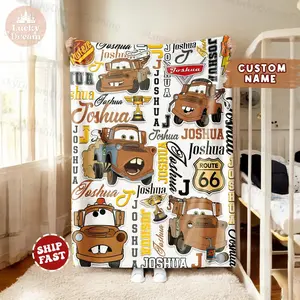 Personalized Cars Blanket, Custom Name Cars Blanket, Lightning Tow Blanket, Cars Birthday Gifts Blanket for Boys - Machine Washable, for Home Furnishing Decoration, Bed, Sofa, Car Travel, Camping All Seasons - Ideal for Christmas and Birthday Family Gifts
