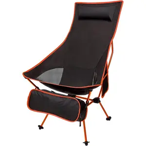 Lightweight Portable High Back Camp Chair, Folding Chair Lawn Chair Heavy Duty 330lbs with Headrest & Pocket for Outdoor Camp Travel Beach Hiking