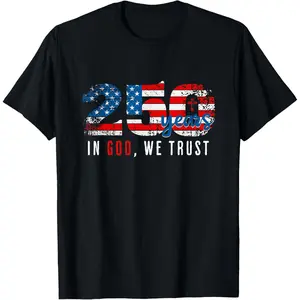 100% Cotton 250 Years in God We Trust Christ Christian T-Shirt