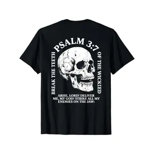 Psalm 3:7 Christian Religious T Bible Verse Skull (on Back) T-Shirt