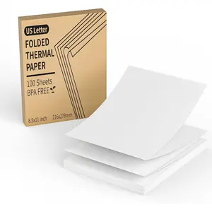 Thermal Printer Paper 8.5 x 11 Inch, 100 Sheets  Letter Size Thermal Paper, Folded, Continuous, Perforated, Compatible with A4 Portable Thermal Printer