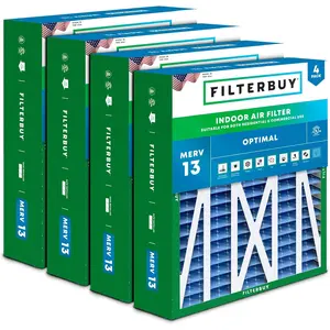 Filterbuy 20x23x5 Air Filter (4-Pack), Pleated MERV 13 Optimal Defense HVAC AC Furnace Air Filters for Bryant, Carrier, BDP, Day & Night, and Payne