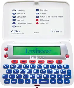 LEXIBOOK D850EN The Collins English Dictionary, Definitions, Thesaurus, Conjugation, Phonetic Spellchecker, Crossword Solver, with Battery, Blue/White