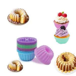 24 Pack Silicone Baking Cups, Pumpkin Silicone Baking Cake Molds, Nonstick Cupcake Liners, Fancy Dessert Tray - Jelly and Muffin Cups-MM1