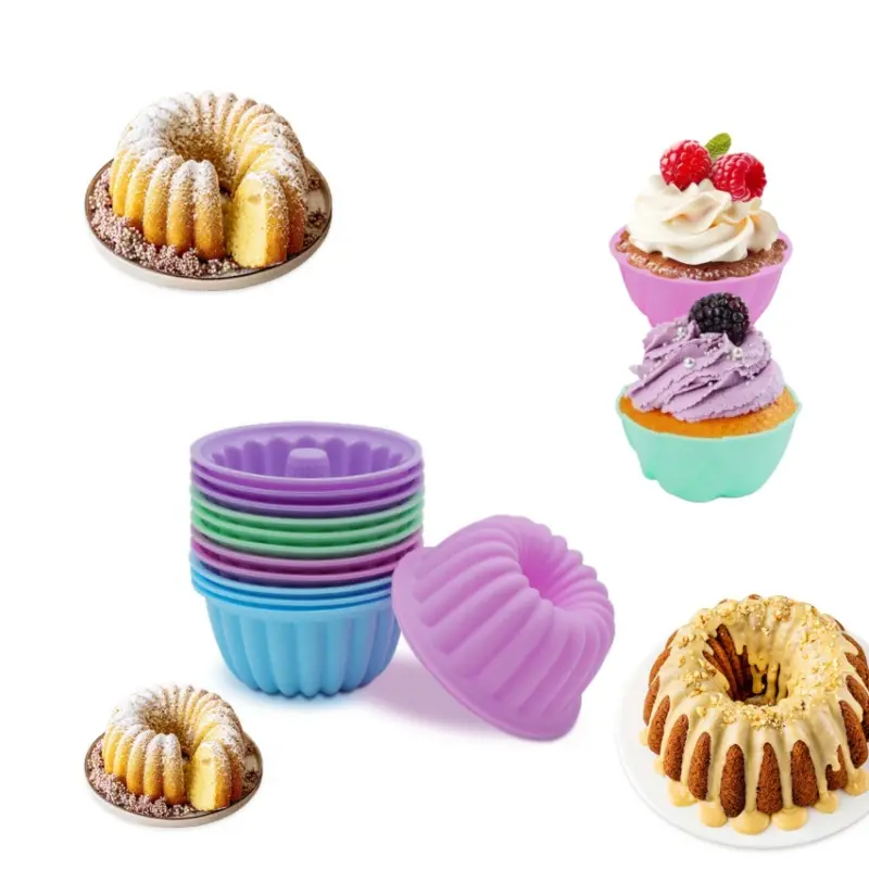 24 Pack Silicone Baking Cups, Pumpkin Silicone Baking Cake Molds, Nonstick Cupcake Liners, Fancy Dessert Tray - Jelly and Muffin Cups-MM1