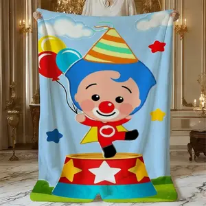 Soft Funny Throw Blanket Design Magician Brin blue hair red nose Digital Print Pattern Flannel Blanket - 100 polyester, vivid digital prints. Lightweight, cozy year-round. Versatile gift for Christmas, Valentines Day, weddings, birthdays friends.
