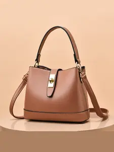 Women's Fashionable Lychee Textured Design Bucket Bag, Casual Versatile Handbag, Trendy All-match Crossbody Bag for Daily Use, Pu Leather Bag