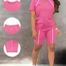 Women's Sports Two-Piece Set, Short Sleeve T-Shirt & High-Waisted Cycling Shorts for Fitness, Yoga and Running, Elastic Slim-Fit Casual Sports Wear, Active Wear, Sports Clothing, Sweatsuit Set, Gym Outfits, Summer Fitness Outfit, Activewear Outfits