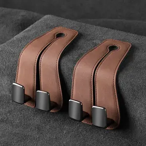 Heavy Duty Rust Free Tool Free Installation Eco Friendly Materials Black Gray Brown Colors High end car seats with hidden double hooks on the back Suede Hooks Car Storage Premium 2025 Hidden Double Hooks for Car Seat Backs