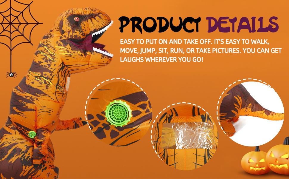 Inflatable Dinosaur Costume Adult Trex Costume Adult Blow up T-Rex Costume Halloween Costumes for Women