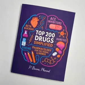 Top 200 Drugs Simplified Pharmacology Coloring Book and Study Guide by P Burns PharmD for Visual Learners