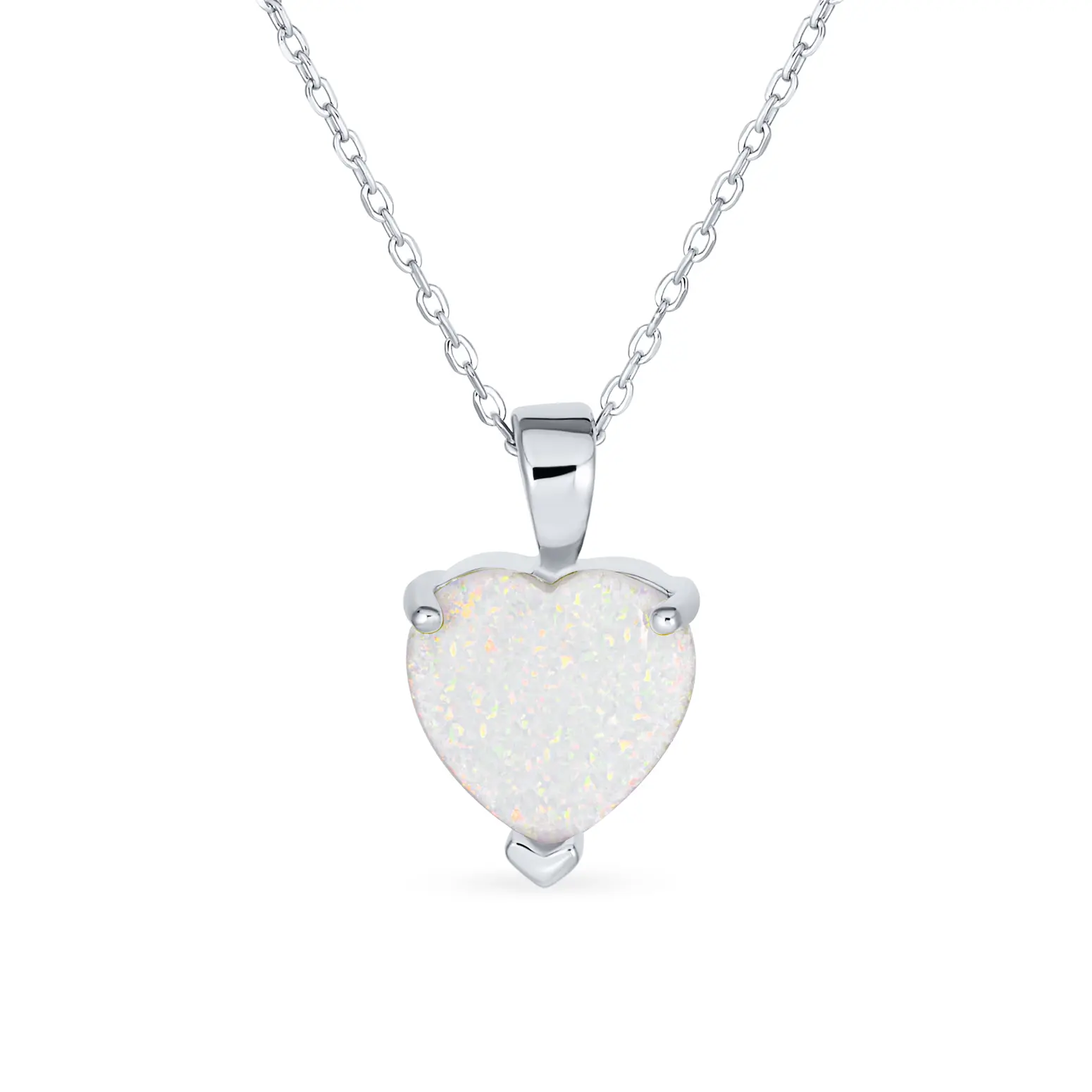 Created Opal Heart Pendant Necklace Rose Gold Plated .925 Sterling Silver