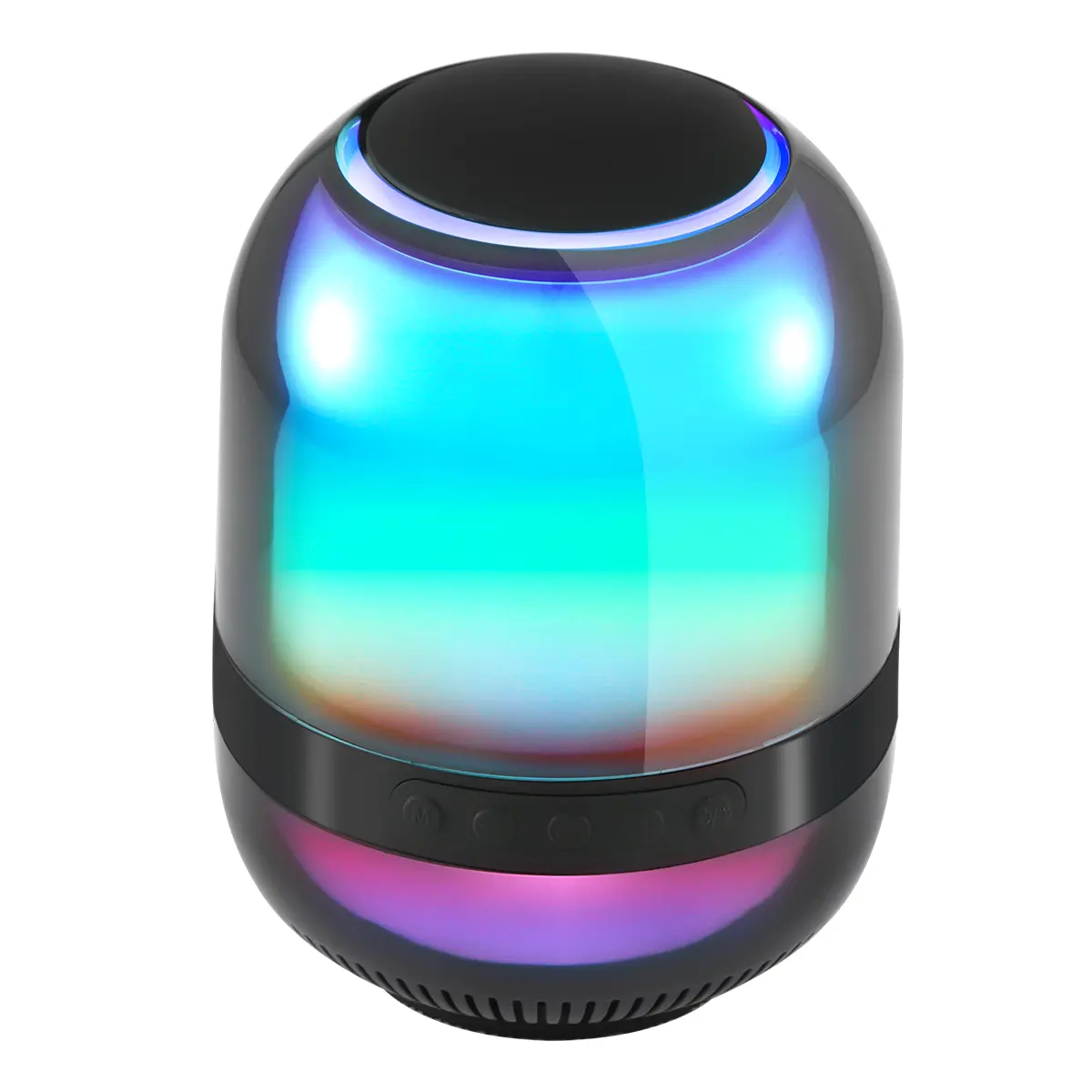 Mini Portable Wireless Speaker with Multi-Color LED Lights, Compact Bluetooth Boombox with FM Radio, Multi-Input Rechargeable Small Audio Box for Travel & Desktop