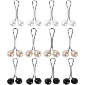 12 count Multicolor Headscarf  Pins Clips U Shape Hijab Scarf Lady Muslim Scarf Shawl Clips Scarf Brooches Pin  Accessories(White and  and Black)（gift）