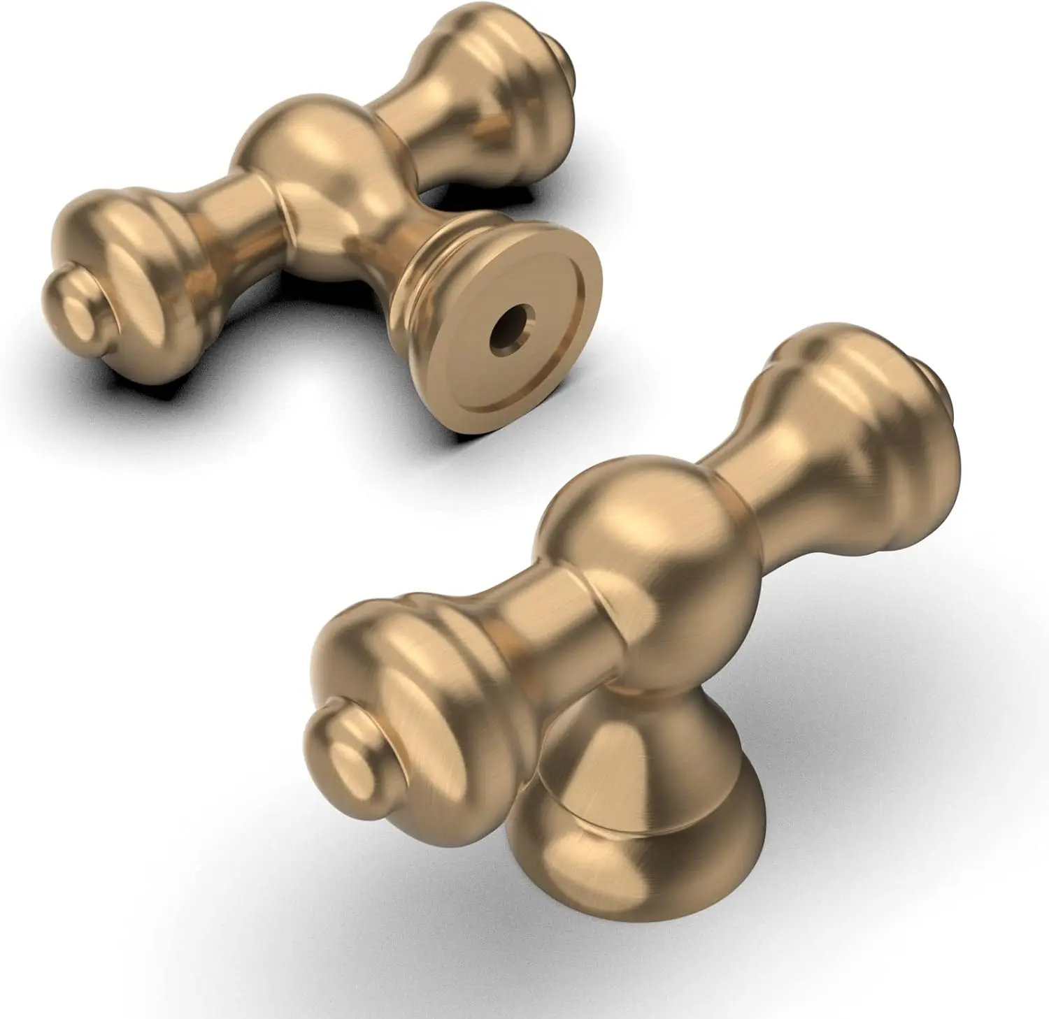 10-Pack Metal Champagne Bronze Knurled Cabinet Pulls, 2.1 Inch Single Hole Matte Black Bronze Doorknobs for Kitchen & Bathroom Cabinets Drawers H0014