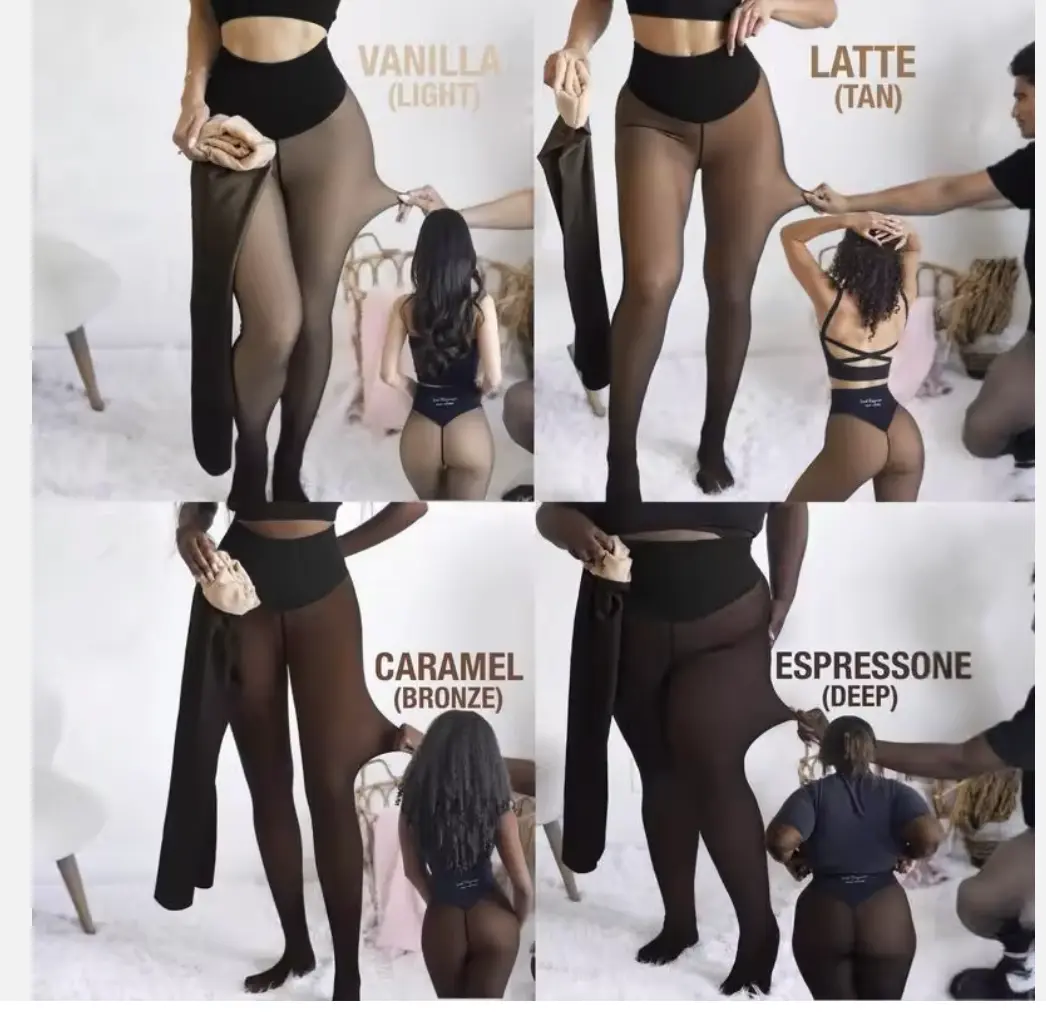 Sheer Fleece-Lined Tights for Women – Skin Tone Illusion Warm Pantyhose (Vanilla to Espresso), thigh highs without gaps,Magic,Fleece,Lined,Compression,Leggings