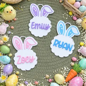 Personalized Easter Bunny Name Tag | Custom Easter Basket Tag | Bunny Ear Basket Tag | Kids Easter Basket Name Tag