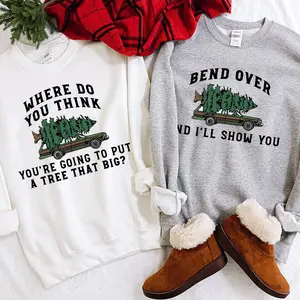 Bend Over And I'll Show You Couple Sweatshirt, Where Do You Think Christmas Couple Shirt, Christmas Wife and Husband T-shirt, Christmas Matching Tee