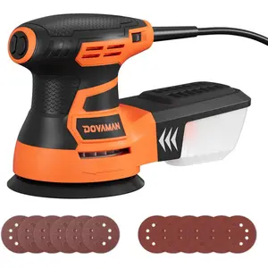 [Father's Day Gift]Orbital Sander, Up to 13000 rpm, 3A Random Orbit Sander, 6 Variable Speeds, 12pcs Sandpapers, 5in Sanding Pad, Dust Collection, Electric Tool Perfect for Woodworking