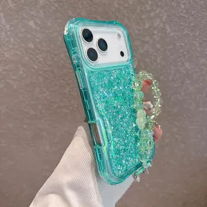 Anti-Drop Protective Phone Case with Glitter Aesthetic Protection Corners, Fits iPhone 17 Pro Max 17 16 15 14 13 12 11, Durable Mobile Cover Accessories