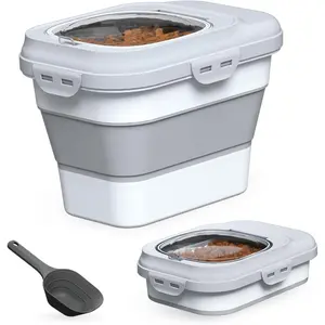 Foldable Sealed Pet Food Storage Container with Clear Flip and Spoon - Expandable Pet Food Container, 1013 Lbs, Suitable for Dogs, Cats and Birds, Dog Food Container