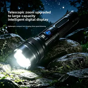 High Lumen Tactical LED Flashlight, Zoomable Waterproof Rechargeable Portable Handheld Torch for Outdoor Camping Hunting Home Power Outage