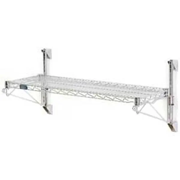 Nexel Wall Mount Steel Wire Shelving Starter - 1-Shelf Chrome Unit, Durable Adjustable for Labs, Garage, Kitchen, 200 lbs Capacity, 72x14x14"