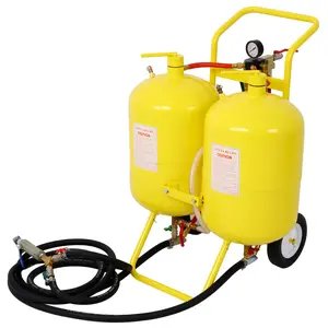 Sand Blaster Pressure Washer Sandblasting Kit Soda Blaster 10 Gallon Tanks 100lb Pressure Abrasive Blaster Dual Tank Abrasive W/26inch H/33inch Gravity Feed Abrasive Blaster (yellow)