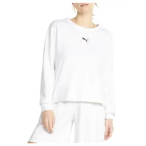 PUMA Womens Re:Collection Relaxed Crew Neck Sweatshirt Casual - White