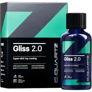 Gliss 2.0 - Ceramic Coating for  - Hydrophobic Topcoat -  Slickness & Water Spot Protection w/Microfiber Applicators - Repels Oil, Dirt & Grime Making  Easy to Clean - 50ml Kit