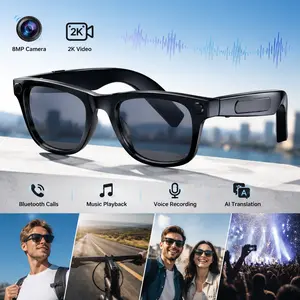 Smart AI Camera Glasses with 8MP Photochromic Lenses,Button Touch Adjustment,2K Video &Audio Recording,Bluetooth Call &Music, AI Object Recognition,160+Languages Real-Time Translation, UV Protection, Hands-Free Photography for Outdoor Travel Adventures
