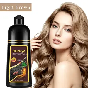 Light Brown 3-in-1 Hair Dye Shampoo, Instant Gray Coverage, Semi-Permanent Color, Herbal Formula, Long Lasting, Easy Use, for Women & Men, 16.9 Fl Oz outdoorfun